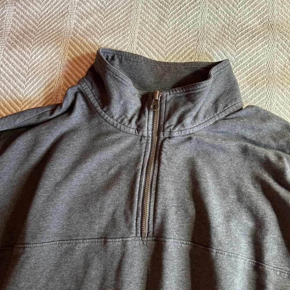 Pact Mens Organic Cotton Quarter Zip Pullover Charcoal Gray Heather XL - Picture 3 of 9